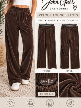 John Galt Brandy Melville Brown Velour Lounge Pant